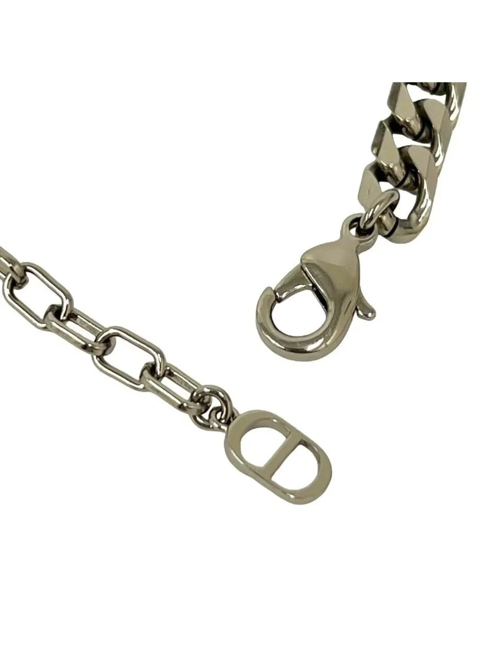 Dior CD Logo Motif Plated Chain Bracelet Bangle Silver - Picture 3 of 5